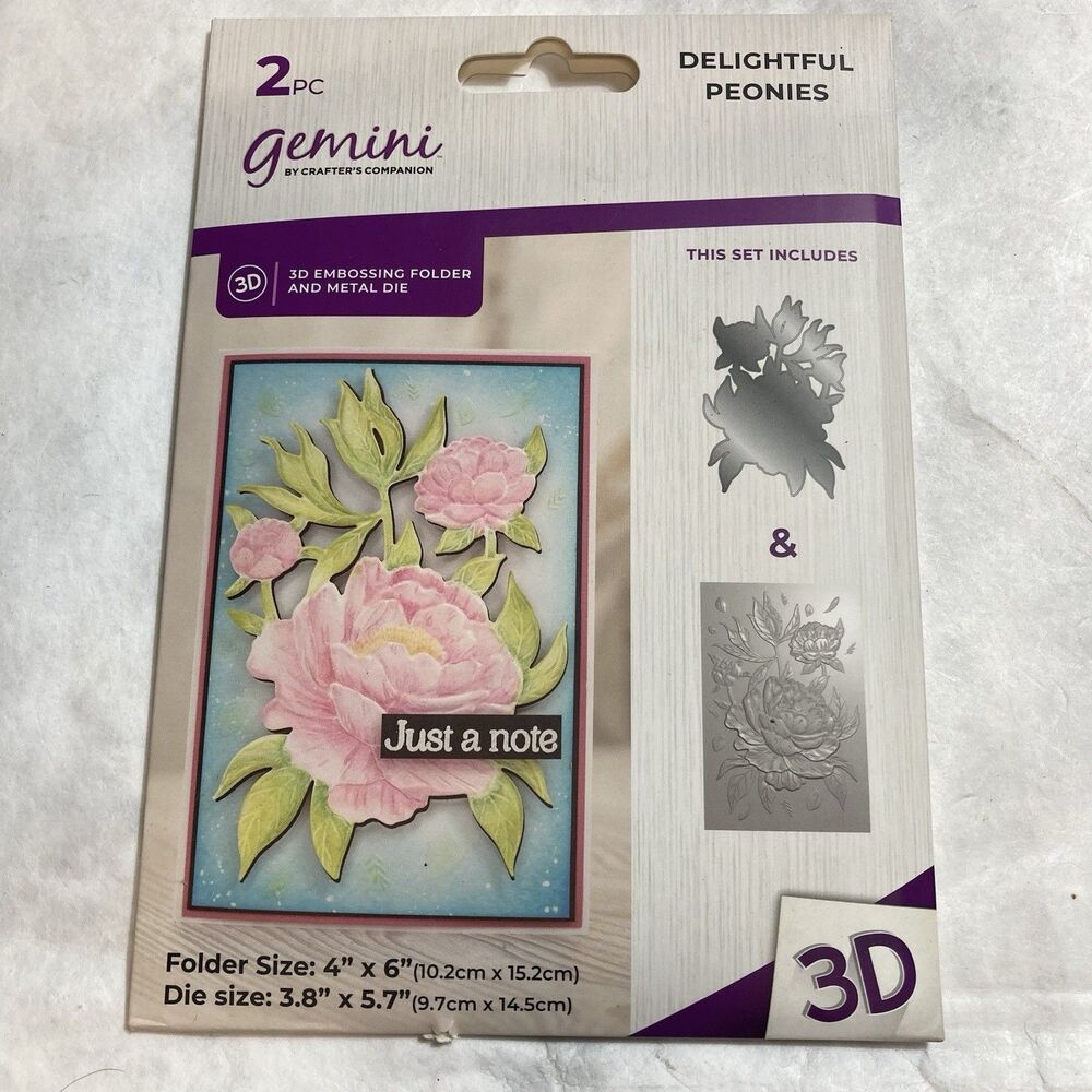 Crafter’s Companion Gemini Delightful Peonies 3D Embossing Folder Floral